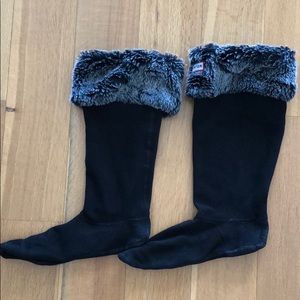 Original Faux Fur Cuff Boot Socks: Black